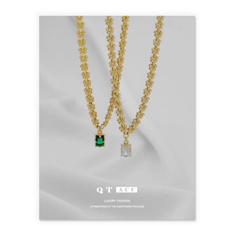Brass Plated 18K True Gold French Ins Style Metallic Zircon Inlaid Wheat Ear Shape Necklace for Women
Brass Plated 18K True Gold French Ins Style Metallic Zircon Inlaid Wheat Ear Shape Necklace for Women
