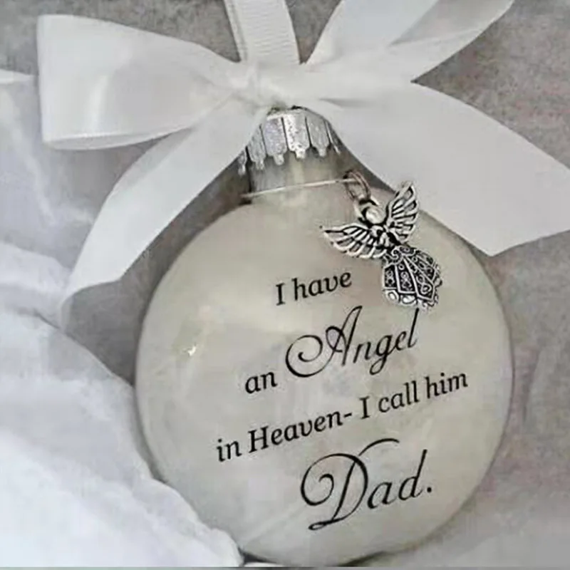 

Christmas Ball With Name Feather Ball Angel In Heaven Memorial Ornament Christmas Tree Hanging Pendant Christmas Decor