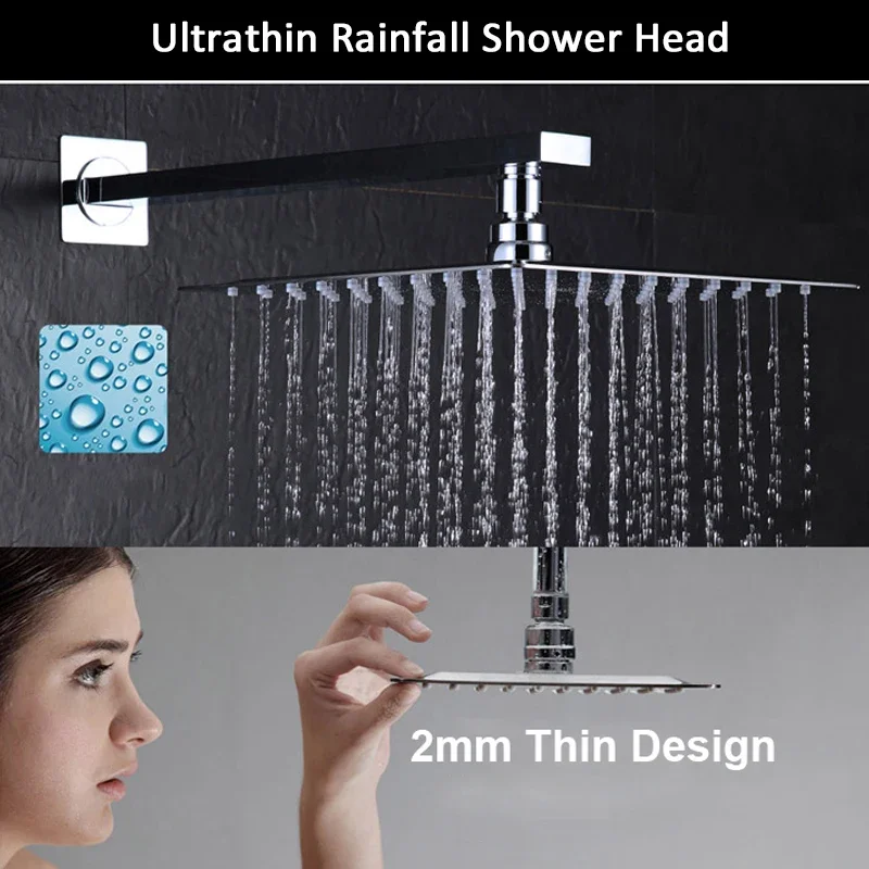 

Vidric Vidric 3 Functions Digital Shower Faucets Set Ceiling Mount Rain Shower Head Digital Mixer Tap Waterfall Spout Bath Showe