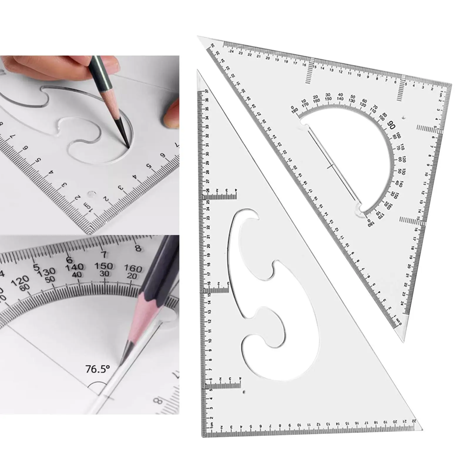 2Pcs Triangle Ruler Square Durable Transparent Precision Measuring Layout Tool for Design Artists Carpenter Engineering Teaching
2Pcs Triangle Ruler Square Durable Transparent Precision Measuring Layout Tool for Design Artists Carpenter Engineering Teaching