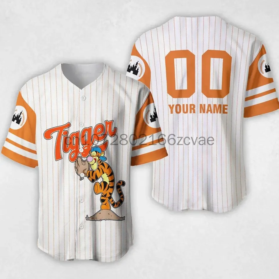 

Tigger White Yellow Disney Baseball Jersey Tigger Winnie The Pooh Black Orange Disney Unisex Cartoon Graphic Casual Outfits