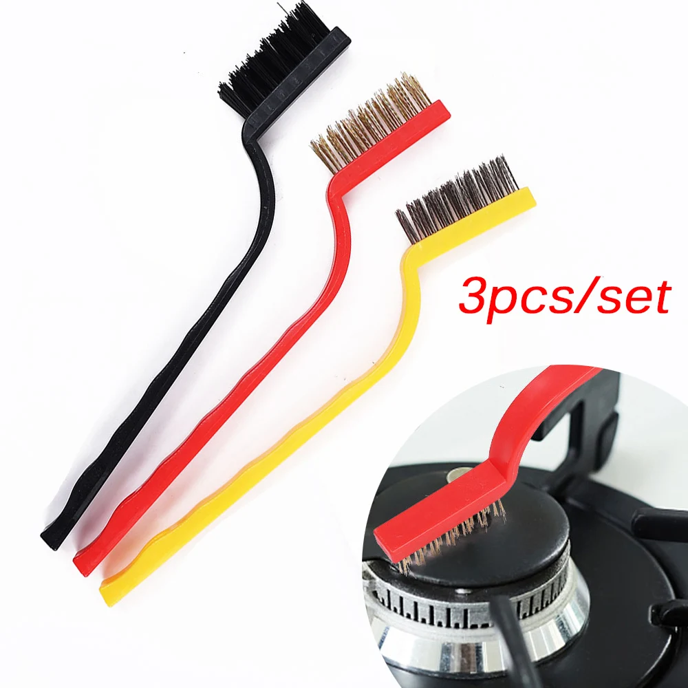 3pcs/set Gas Stove Cleaning Brush 3style Brush Head Nylon Iron Wire Copper Wire Powerful Decontamination Brush Kitchen Tools 
3pcs/set Gas Stove Cleaning Brush 3style Brush Head Nylon Iron Wire Copper Wire Powerful Decontamination Brush Kitchen Tools