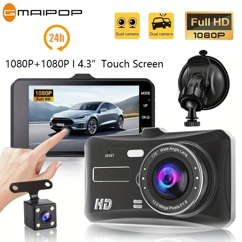 Dash Cam Dual Lens Car Dvr HD 1080P 4"Touch Screen IPS Black Box with Night Vision Car Video Loop Recorder car accessories
Dash Cam Dual Lens Car Dvr HD 1080P 4"Touch Screen IPS Black Box with Night Vision Car Video Loop Recorder car accessories