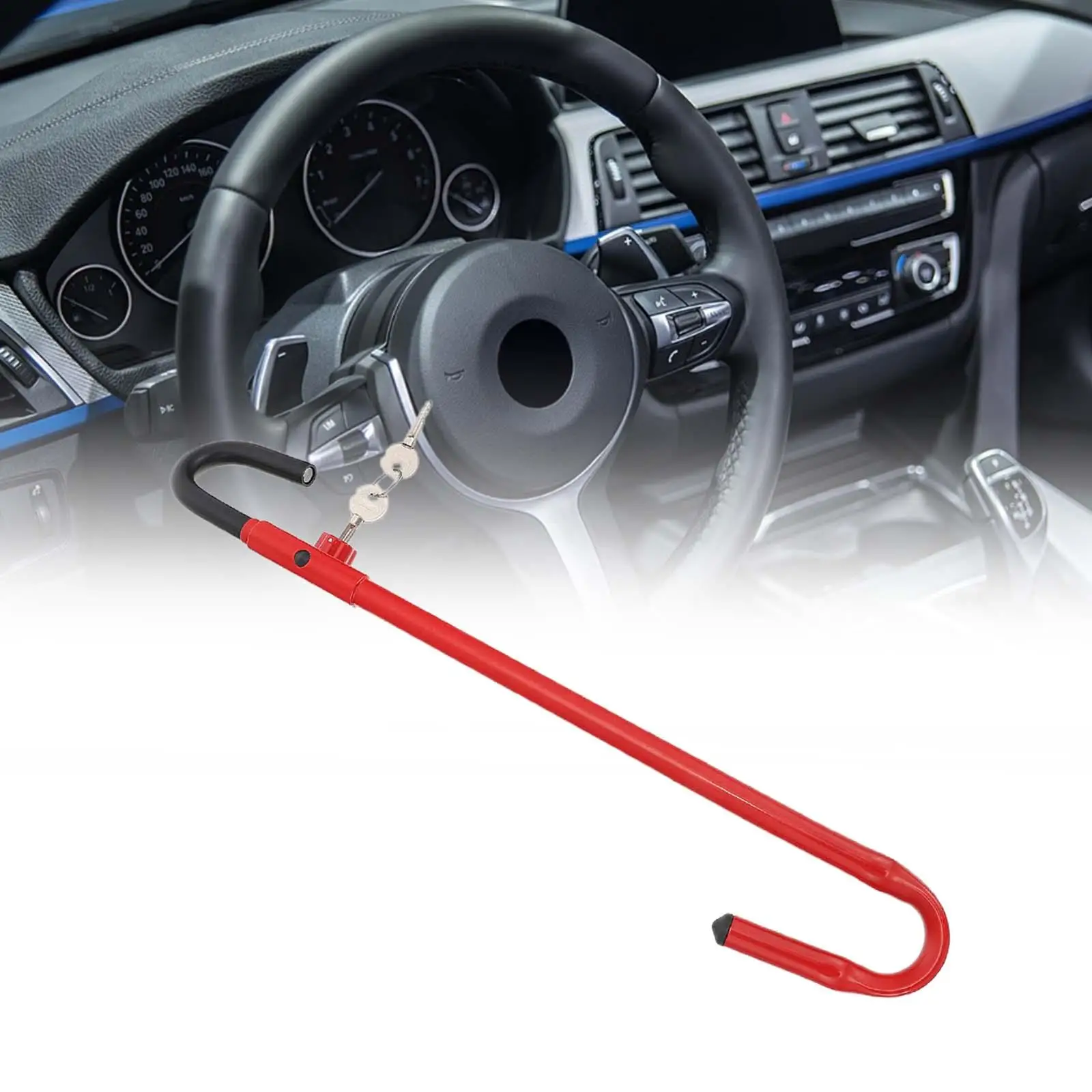 

Car Steering Wheel to Brake Pedal Lock Accessory with 2 Keys Professional