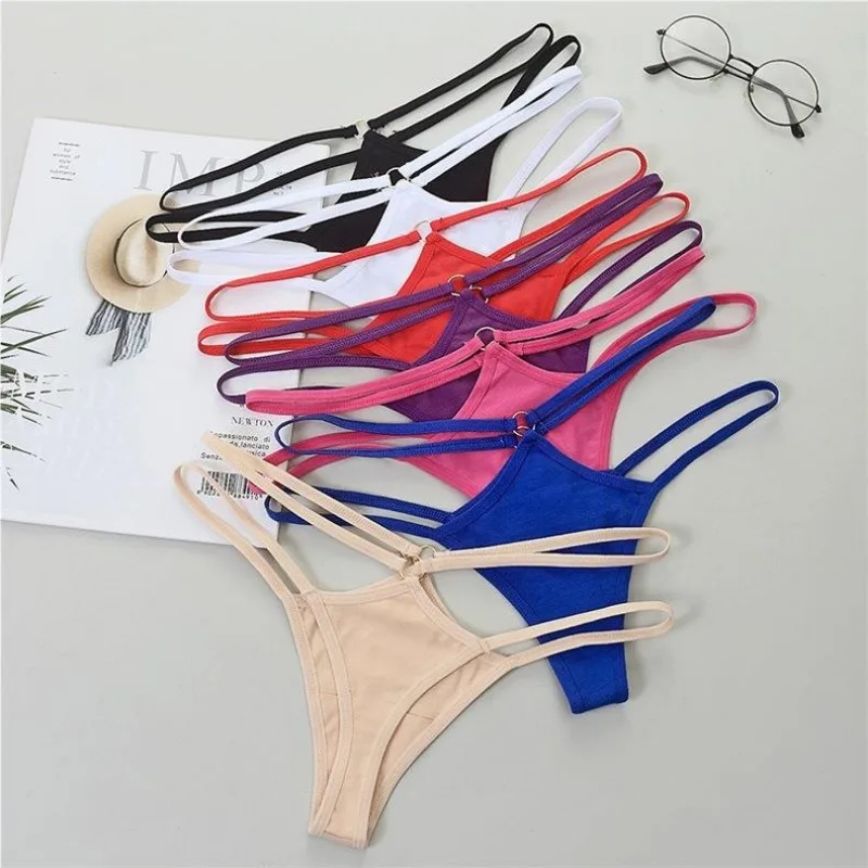 Women Cotton Panties Sexy Low Rise Hollow Out Waist G-String Thongs Ring Link Two Belts Breathable Underwear for Female Lingerie
Women Cotton Panties Sexy Low Rise Hollow Out Waist G-String Thongs Ring Link Two Belts Breathable Underwear for Female Lingerie