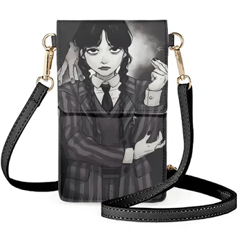 FORUDESIGNS Wednesday American TV Design Mobile Phone Bag Leather Flip Fashion Ladies Makeup Bags Storage Shopping Pouch