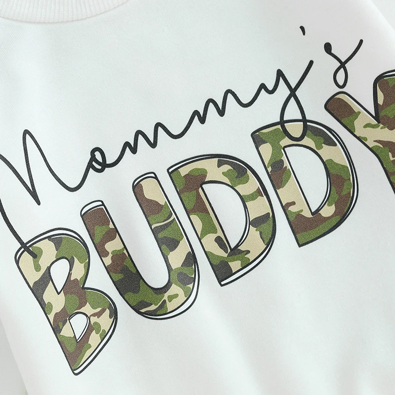 Baby Boys 2PCS Pants Sets Long Sleeve Letter Print Tops and Camouflage Drawstring Pants Sets
Baby Boys 2PCS Pants Sets Long Sleeve Letter Print Tops and Camouflage Drawstring Pants Sets