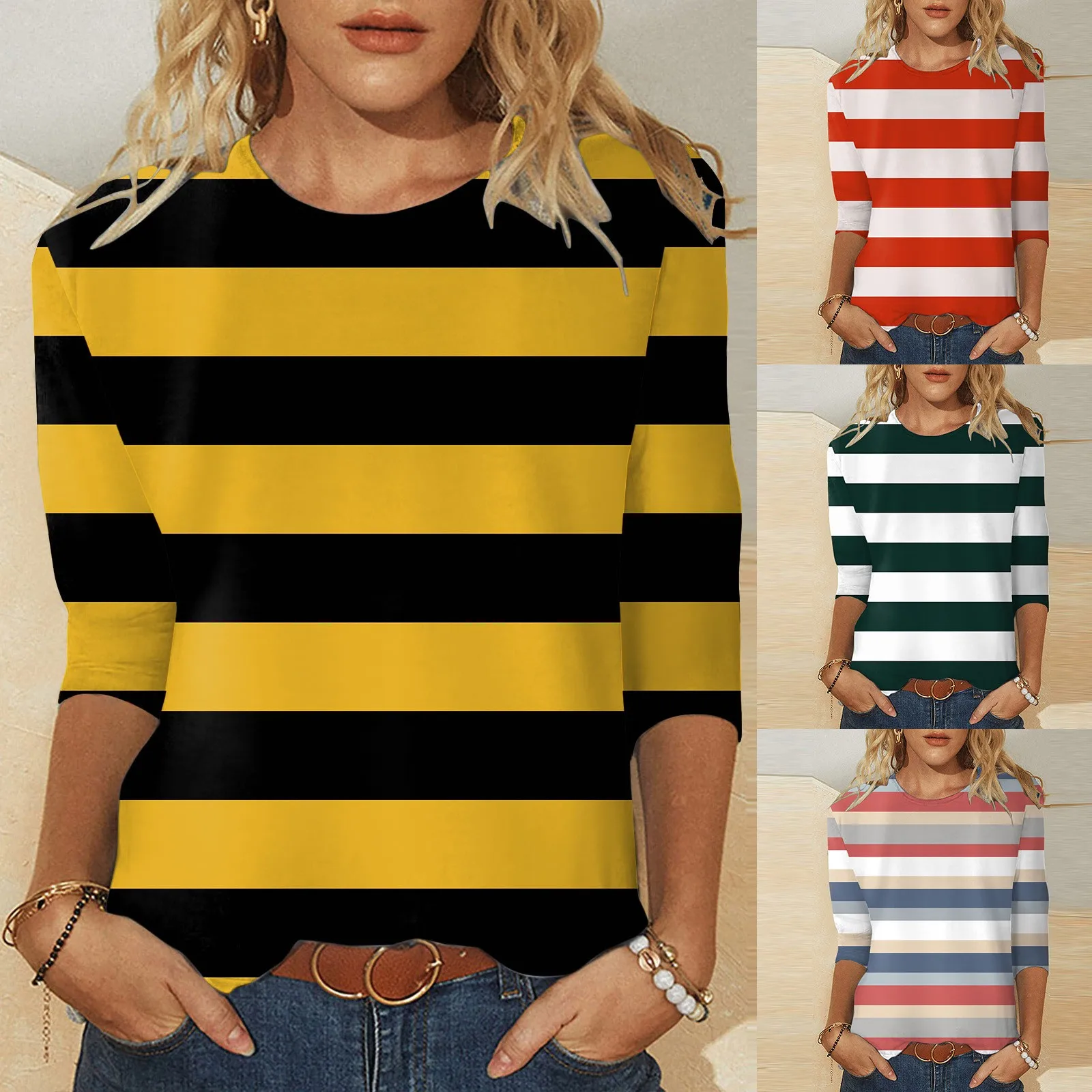Ladies Casual Fashion Round Neck Printed T Shirts Woman Basic Casual V Neck Stripe Shirts Womens Stretch Cotton Tee blusa Camisa
Ladies Casual Fashion Round Neck Printed T Shirts Woman Basic Casual V Neck Stripe Shirts Womens Stretch Cotton Tee blusa Camisa