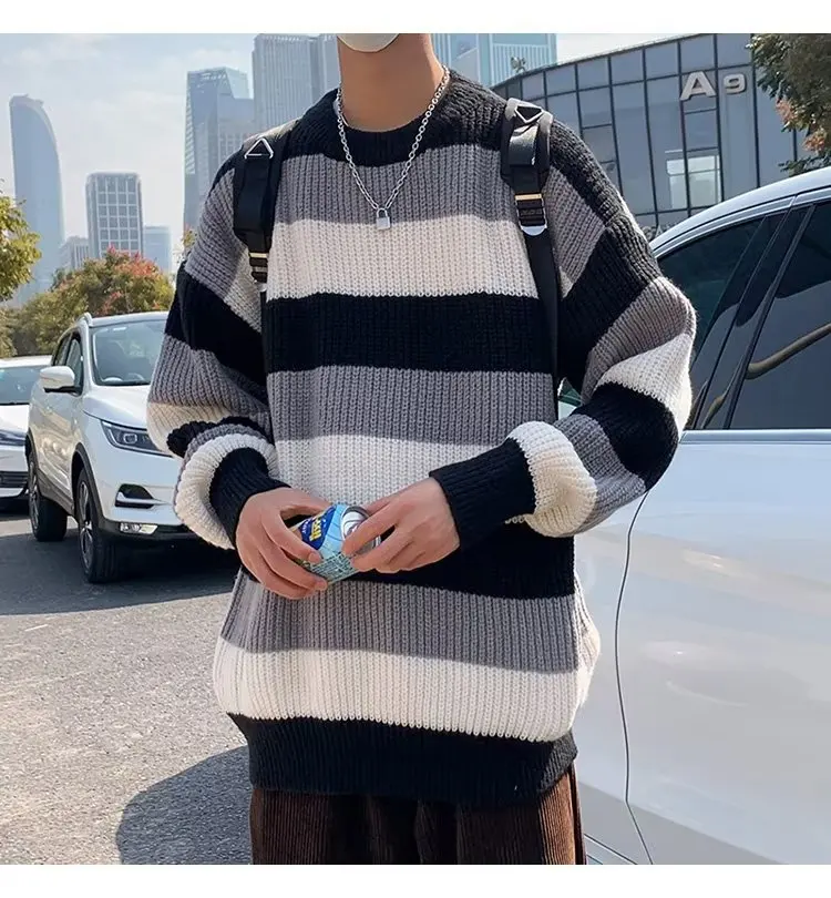 Men's Fashion Sweaters Korean Striped Harajuku Streetwear Oversized Knitted Sweater 2023 Autumn Winter Casual Loose Pullover Top
Men's Fashion Sweaters Korean Striped Harajuku Streetwear Oversized Knitted Sweater 2023 Autumn Winter Casual Loose Pullover Top