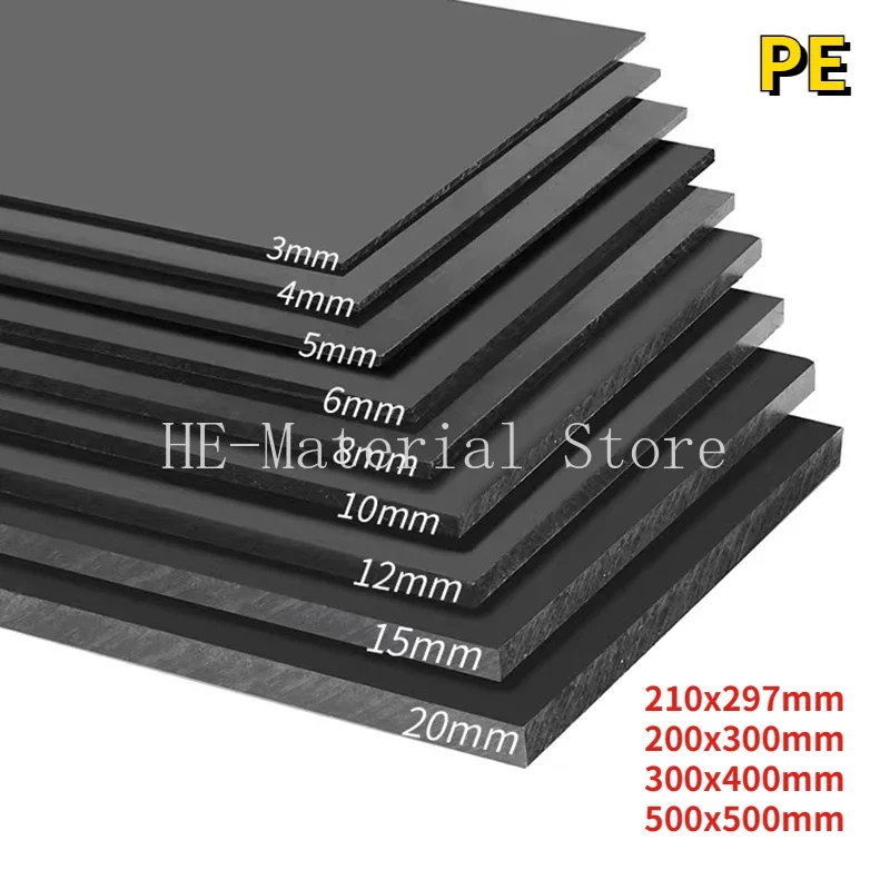 

1-5Pcs 200x300-500x500mm Black Plastic Plate PE Polyethylene Hard Plastic Sheet Thickness 0.5/1//2/3/4/5/6/8/10/15/20mm