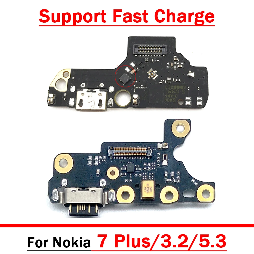 

USB Charge Charging Port Dock Connector Mic Board Flex Cable For Nokia 3.2 / 5.3 / 7 Plus Charging Charger Dock Port Board