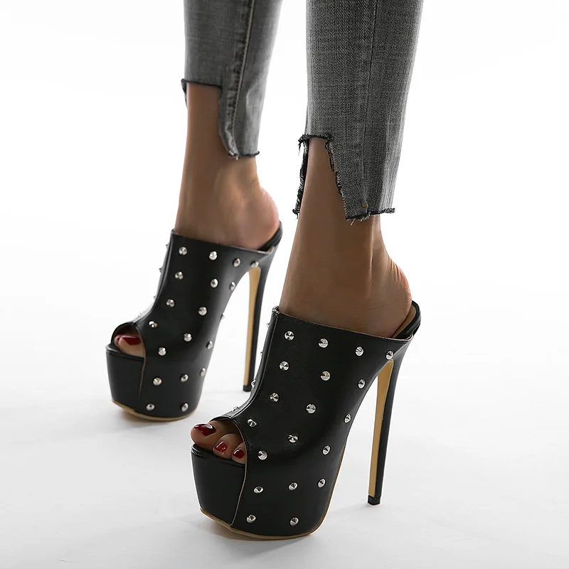 Rivet Platform Slippers Peep Toe Stiletto High Heels Slip-on Summer New Style Sexy Pumps Fashion Women Shoes
Rivet Platform Slippers Peep Toe Stiletto High Heels Slip-on Summer New Style Sexy Pumps Fashion Women Shoes