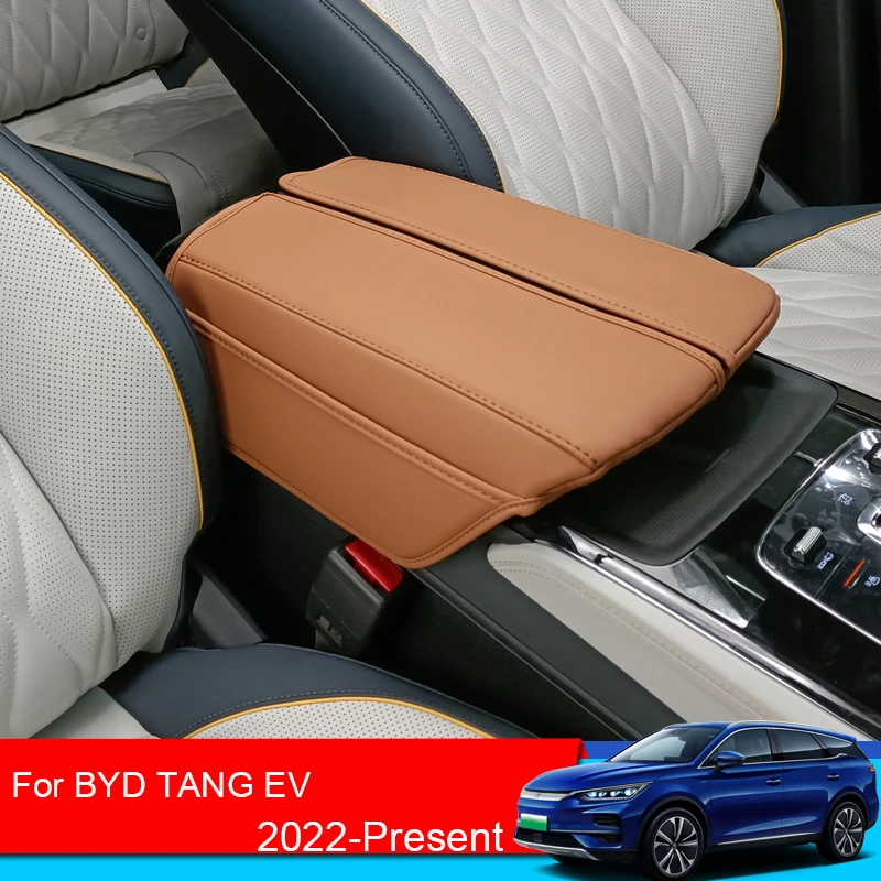 

PU Leather Car Armrest Mat Center Console Arm Rest Protection Cushion Auto Armrests Storage Box Cover Pad For BYD TANG EV 2022
