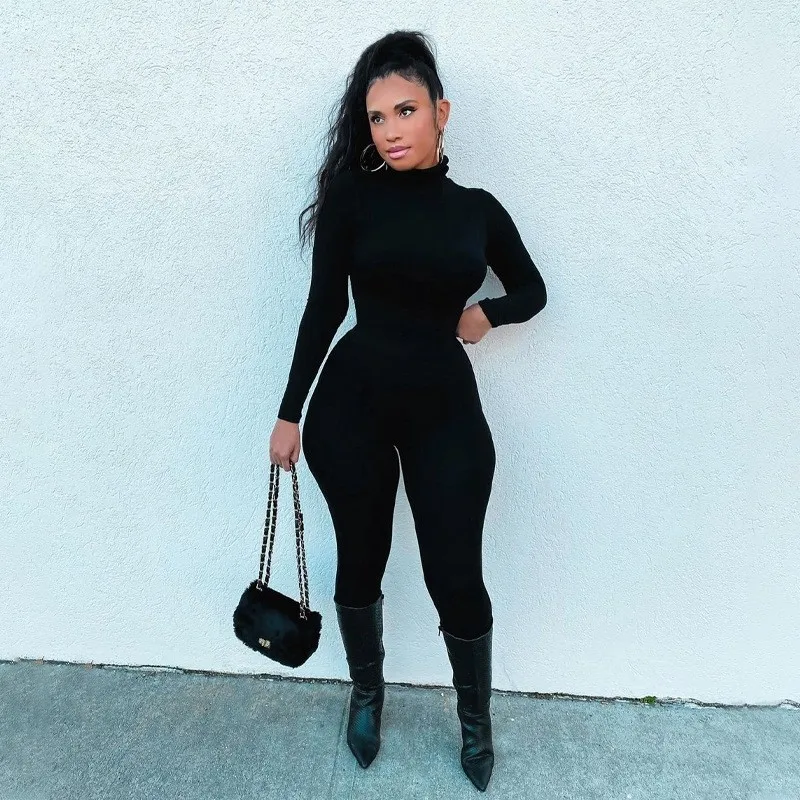 Stand Collar Long Sleeve Jumpsuit For Women Skinny Basic Solid Back Zipper Up Simple Stretchy Bodysuits Casual Rompers
Stand Collar Long Sleeve Jumpsuit For Women Skinny Basic Solid Back Zipper Up Simple Stretchy Bodysuits Casual Rompers