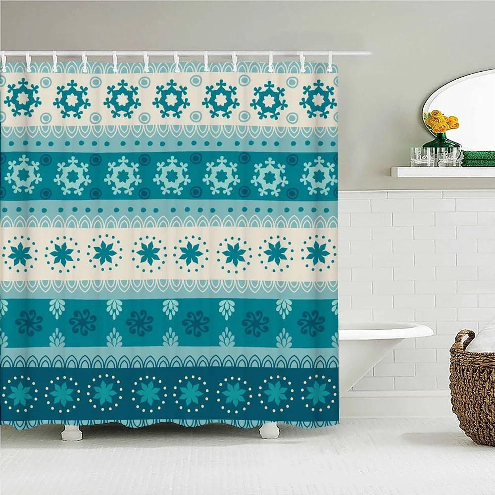 

Geometric pattern Printed Shower Curtains Frabic Waterproof Polyester Multi-size Bohemian Bath Curtain With Hooks 180x180cm