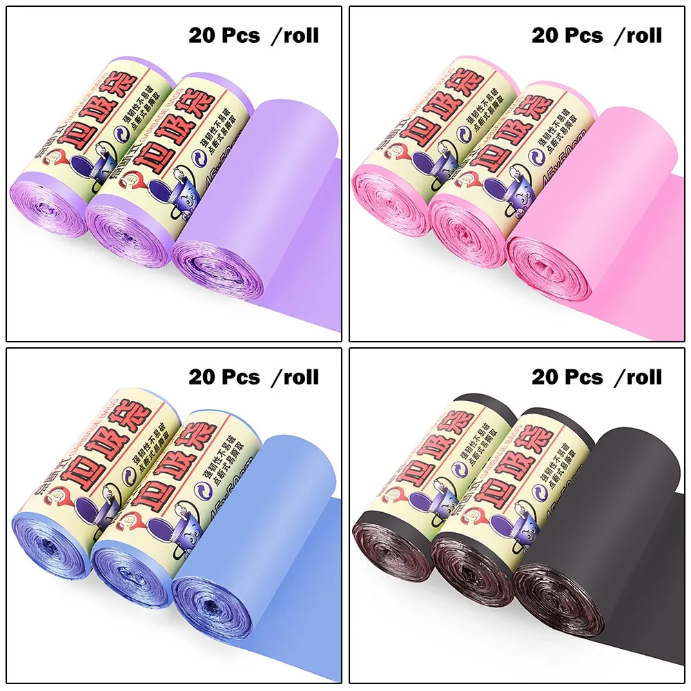 Disposable Garbage Bag Plastic Bag Single Roll Garbage Bag 20pcs/roll Thickened Black Blue Purple Pink Portable Home HotelToilet
Disposable Garbage Bag Plastic Bag Single Roll Garbage Bag 20pcs/roll Thickened Black Blue Purple Pink Portable Home HotelToilet
