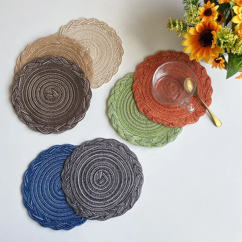 New Round Imitation Cotton Yarn Placemats Home Decorative Heat Insulating Mats Hand-woven Non-slip Table Coasters European-style
New Round Imitation Cotton Yarn Placemats Home Decorative Heat Insulating Mats Hand-woven Non-slip Table Coasters European-style