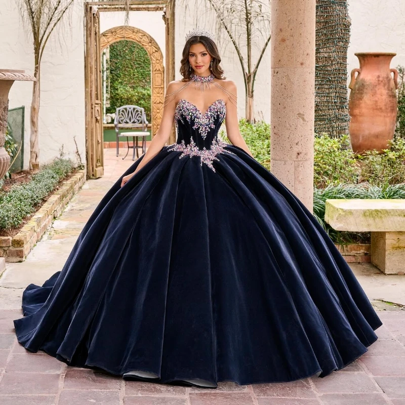 Navy Blue Princess Quinceanera Dresses Off The Shoulder Beads Crystal Chapel Train Charro Prom Sweet 16 vestidos de xv años 2024
Navy Blue Princess Quinceanera Dresses Off The Shoulder Beads Crystal Chapel Train Charro Prom Sweet 16 vestidos de xv años 2024