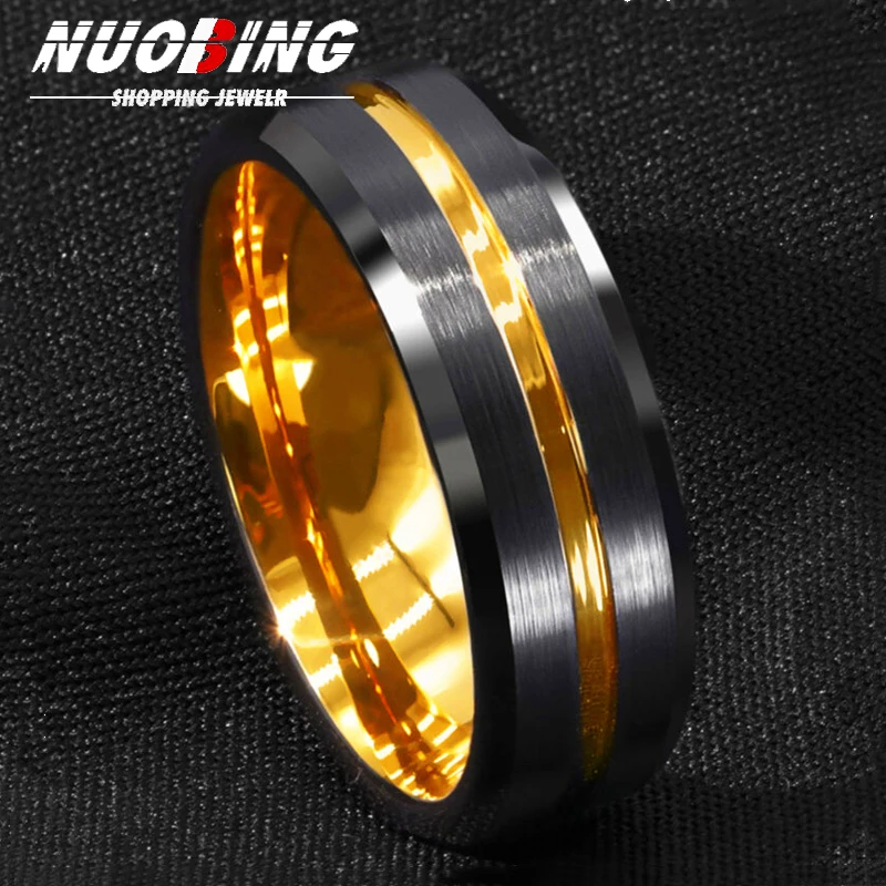 

Золотое мужское обручальное кольцо из нержавеющей стали, двухцветное кольцо 8 мм, модное высококачественное очаровательное ювелирное изделие в стиле панк, аксессуары в подарок, бесплатная доставка