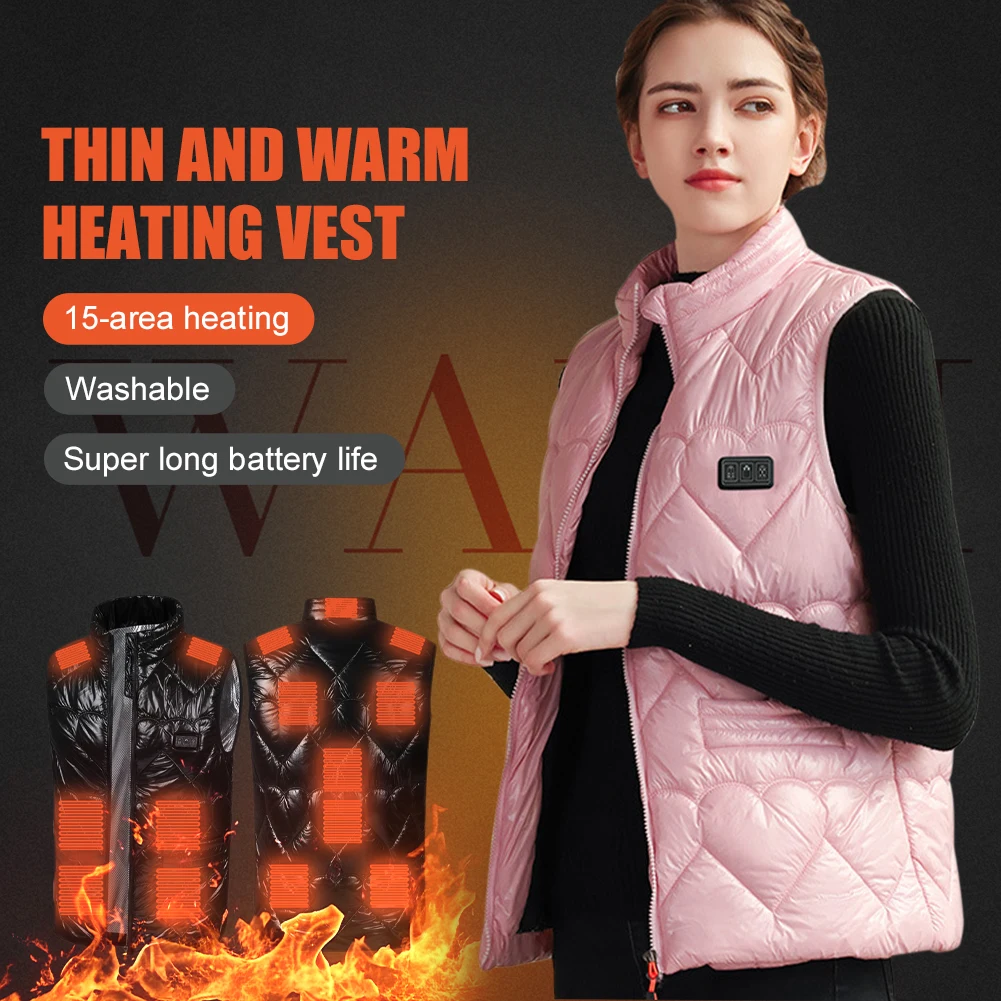 New 15 Areas Heated Vest For Women Sleeveless USB Powered 3 Gear Temperature Control Winter Warm Vest For Outdoor Hiking Camping
New 15 Areas Heated Vest For Women Sleeveless USB Powered 3 Gear Temperature Control Winter Warm Vest For Outdoor Hiking Camping
