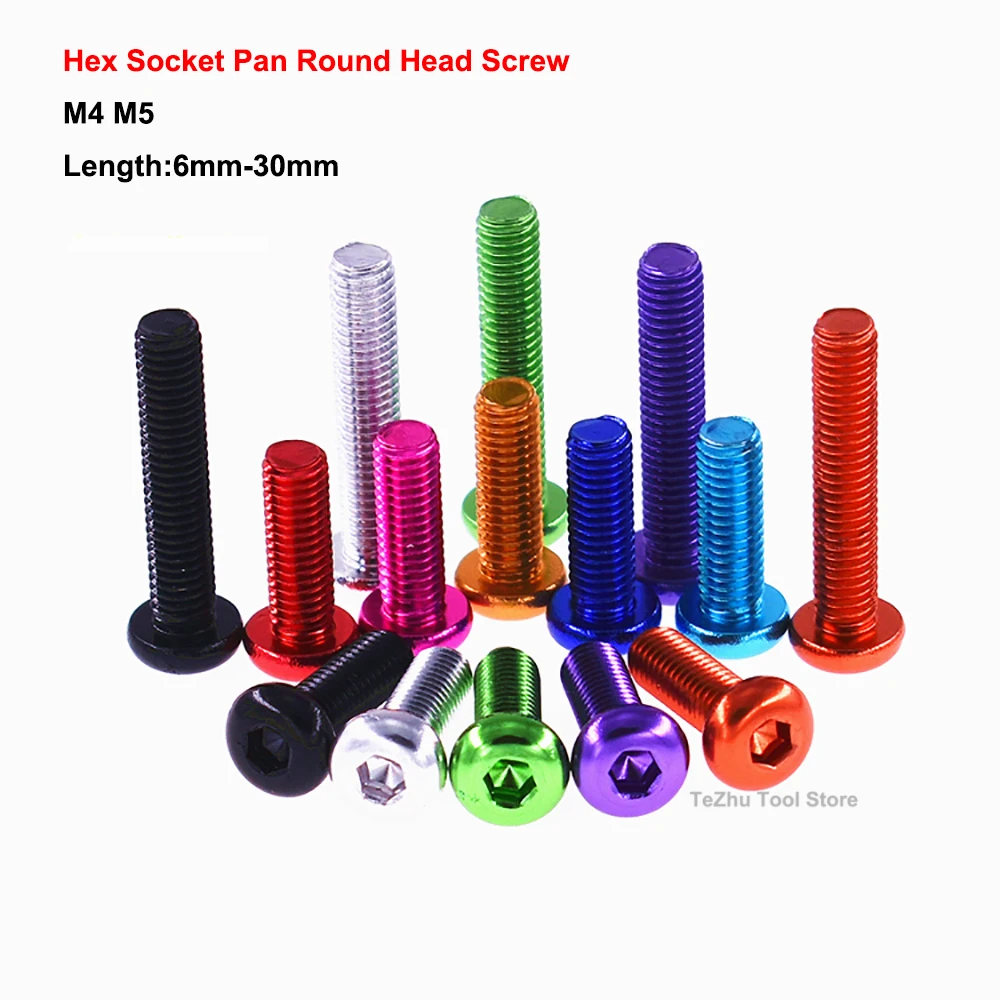 3PCS M4 M5 Colourful Aluminum Alloy Hex Socket Pan Round Head Screw Length 6mm-30mm Machine Screw Anodized
3PCS M4 M5 Colourful Aluminum Alloy Hex Socket Pan Round Head Screw Length 6mm-30mm Machine Screw Anodized