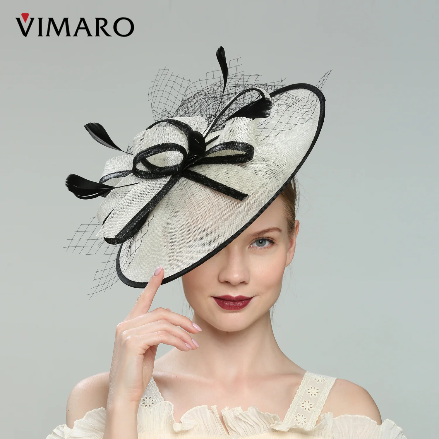 

VIMARO цвет слоновой кости, Sinamay Вуалетка для женщин элегантные повязки для головы Вуалетка шляпы для женщин Свадьба и Церковь Дерби шляпа для женщин