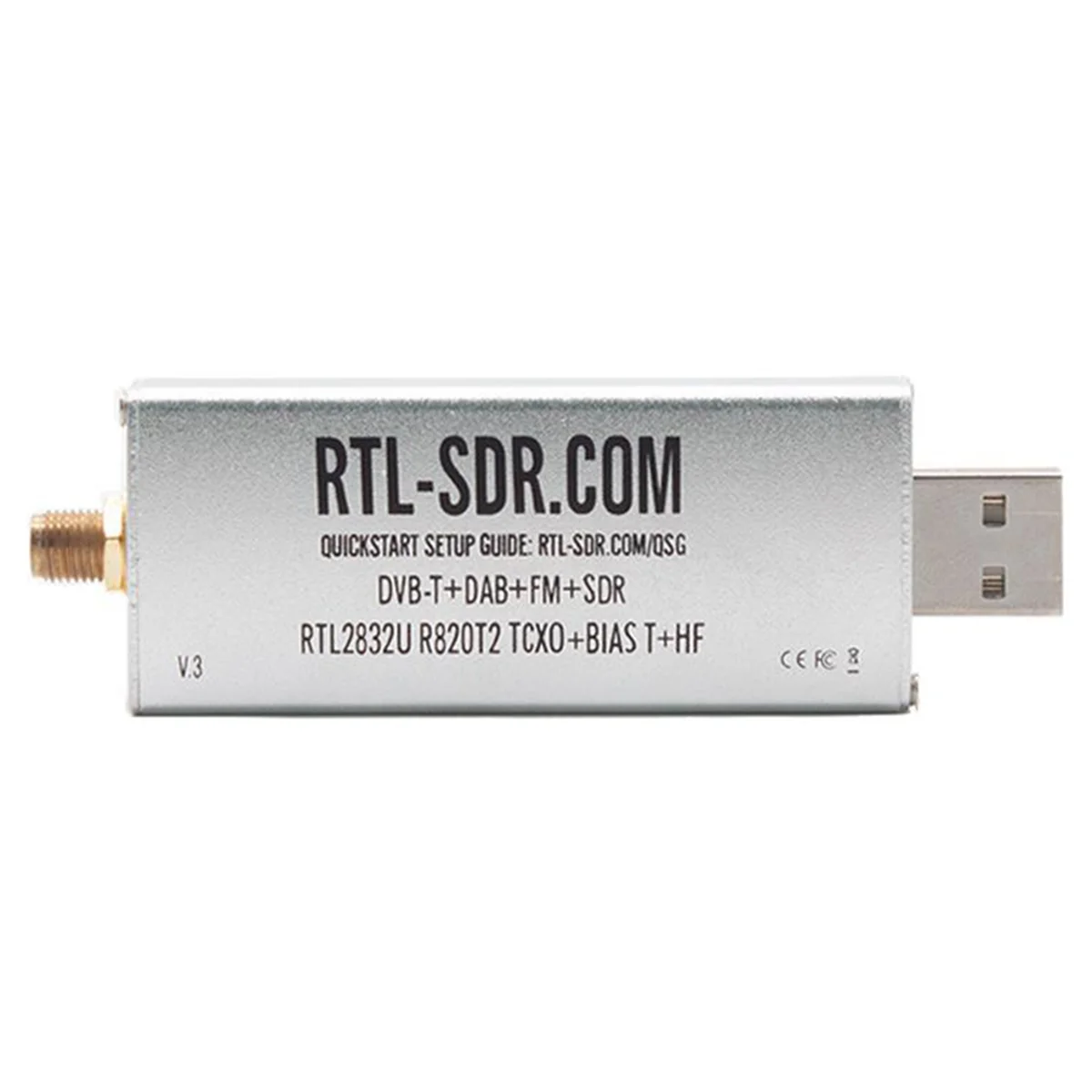 

For RTL-SDR Blog V3 R820T2 TCXO Receiver HF BiasT SMA Software Defined Radio 500KHz-1766 MHz Up to 3.2 MHz