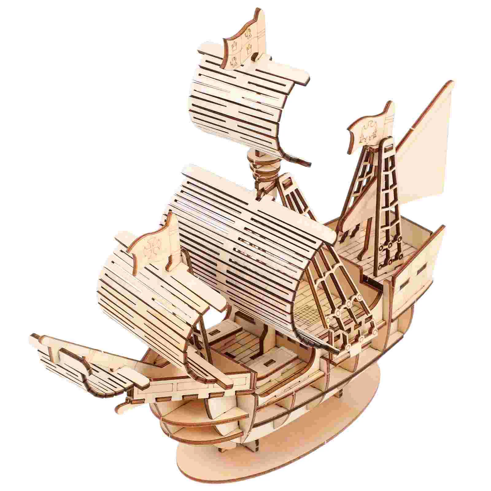 

Diorama Wooden Puzzle Toy Sailboat Model Assembled 3D Sailing Ship Puzzles Assembly DIY for Adults Playset