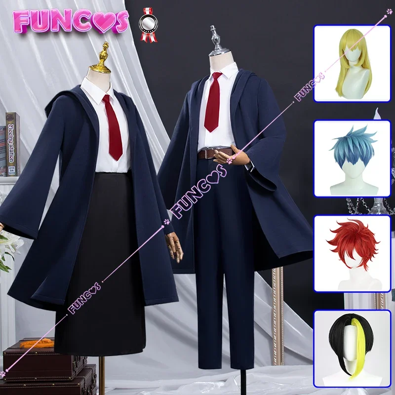 

Anime Mashle Magic and Muscles Cosplay Costume Mash Lance Lemon Dot Finn Easton Magic Academy Uniform Blue Robe Wig Shirt Tie