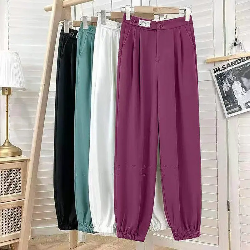 Ankle-Length Pants for Women Suit Harem Wide Leg Pants Elastic High Waisted 2023 Summer Casual Streetwear Bottoms Black Pants
Ankle-Length Pants for Women Suit Harem Wide Leg Pants Elastic High Waisted 2023 Summer Casual Streetwear Bottoms Black Pants