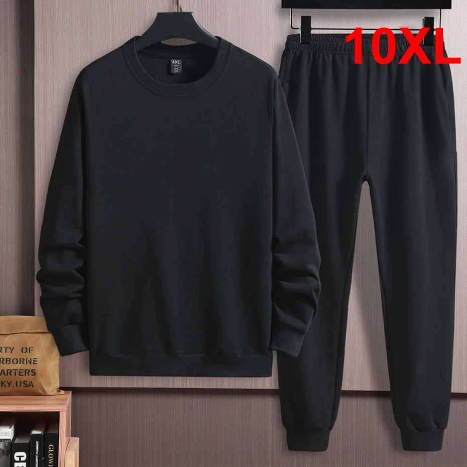 

Men's Tracksuit Jogger Sportswear Spring Autumn Suit Men Sweatpants Sweatshirt Fashion Casual Solid Sets Plus Size 10XL
