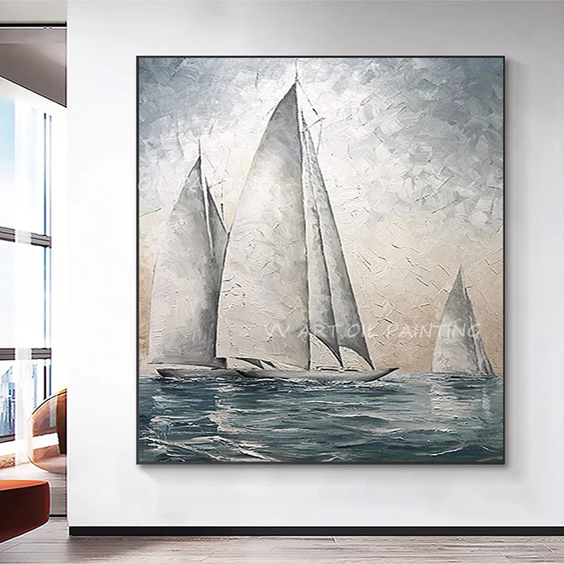 Ручная роспись, серый парусник, океан, абстрактная картина маслом, абстрактная картина для гостиной, домашний декор, настенные картины
Ручная роспись, серый парусник, океан, абстрактная картина маслом, абстрактная картина для гостиной, домашний декор, настенные картины