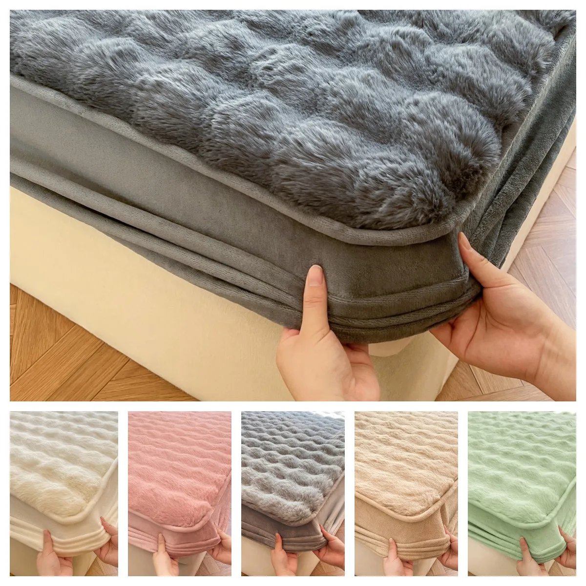 Fluffy Plush Fitted Bed Sheet Solid Color Long Hair Fleece Bed Cover For Double Bed fundas de colchón Winter Warm Mattress Cover
Fluffy Plush Fitted Bed Sheet Solid Color Long Hair Fleece Bed Cover For Double Bed fundas de colchón Winter Warm Mattress Cover