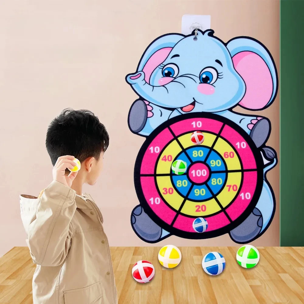 

Montessori Children Cartoon Animal Dart Board Sticky Ball Target Sports Game Outdoor Party Toys Interactive Educational Toy Gift