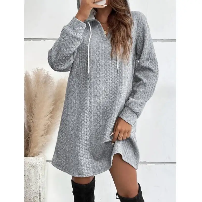 

New designed fashion women hoodie western style long sleeve v-neck slim pullover elegant chic casual ladies knits hoodie autumn