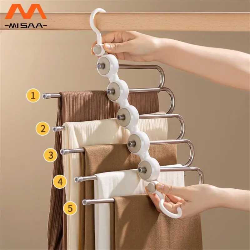 

Telescopic Clothes Hanger Modern Innovative Efficient Foldable Durable Wardrobe Organizer Multi-layer Trouser Rack Pants Hanger