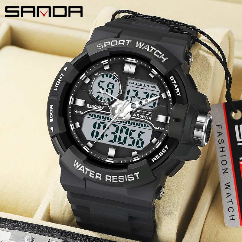 

SANDA 6025 2024 Top Brand Luxury Military Men's Watches 50M Waterproof Wristwatch Quartz Watch for Men Clock relogio masculino