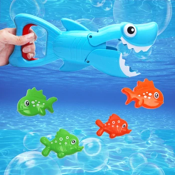 상어 클립 르 큰 물고기 먹고 작은 물고기 목욕 놀이 여름 어린이 낚시 사냥 상어 수영 목욕 튀는 어린이 장난감