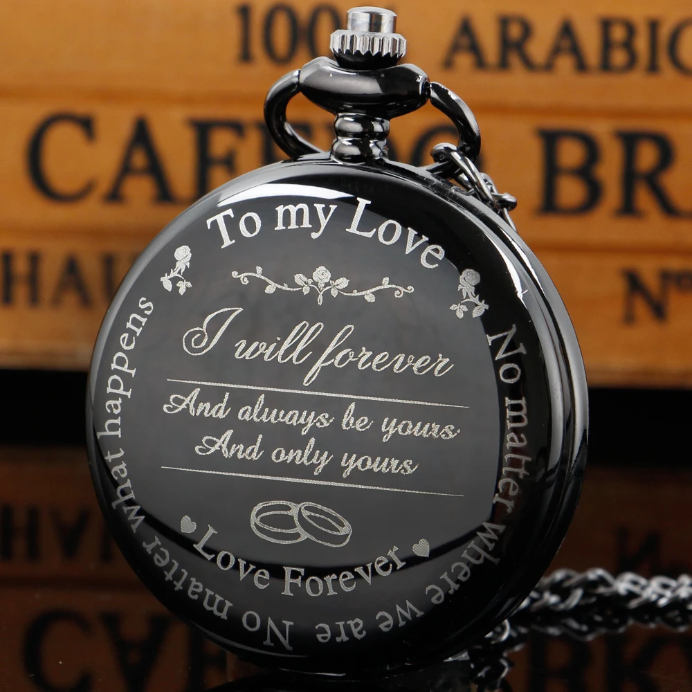 To My Love Special Text Birthday Gifts Quartz Pocket Watch Steampunk Black Retro Fob Chain Necklace Pendant Clock
To My Love Special Text Birthday Gifts Quartz Pocket Watch Steampunk Black Retro Fob Chain Necklace Pendant Clock