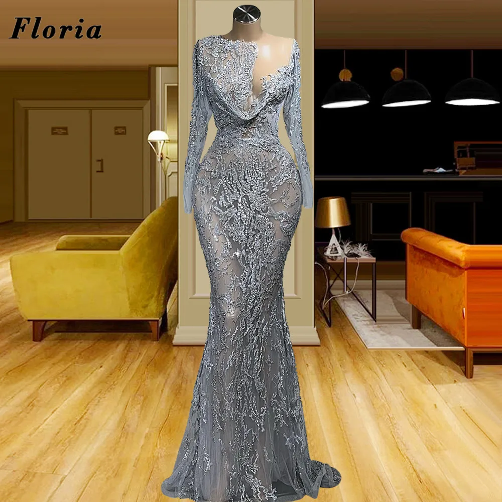Floria Muslim Grey Beads Evening Dresses 2022 Arabic Long Lace Prom Dress Vestidos Plus Size Illusion Wedding Party Gowns Dubai
Floria Muslim Grey Beads Evening Dresses 2022 Arabic Long Lace Prom Dress Vestidos Plus Size Illusion Wedding Party Gowns Dubai
