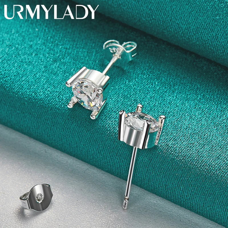URMYLADY 925 Sterling Silver Round Zircon Stud Earrings For Women Wedding Engagement Fashion Jewelry
URMYLADY 925 Sterling Silver Round Zircon Stud Earrings For Women Wedding Engagement Fashion Jewelry