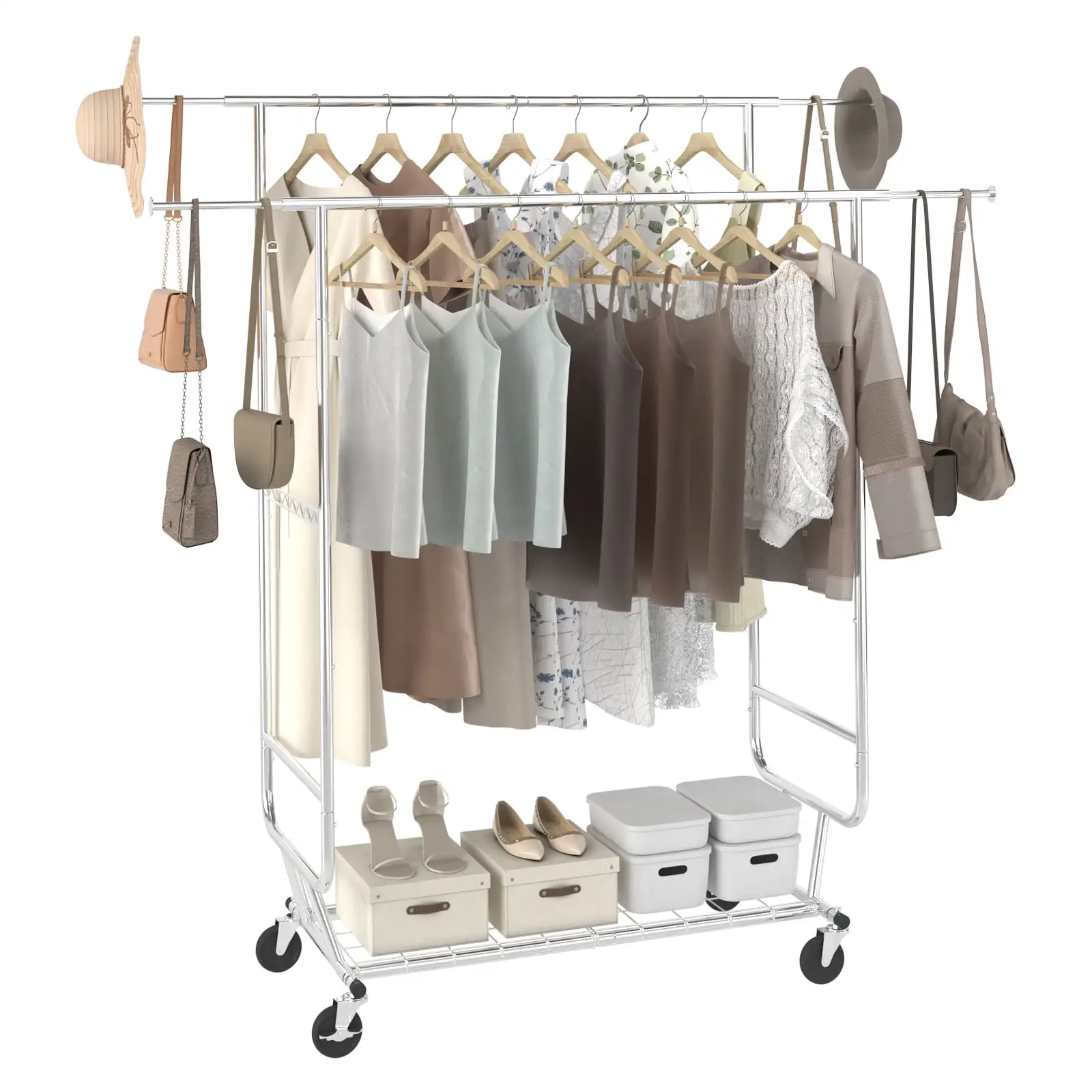 BENTISM Clothes Rack 600 lbs Commercial Grade Heavy Duty Clothing Garment Rack with Shelves Adjustable
BENTISM Clothes Rack 600 lbs Commercial Grade Heavy Duty Clothing Garment Rack with Shelves Adjustable