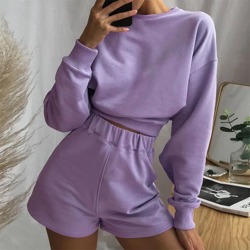 Solid Women Tracksuits Two Pieces Suits Autumn Winter Loose Streetwear Sweatshirt + Sporting Shorts Suits 2 Piece Outfit Sets
Solid Women Tracksuits Two Pieces Suits Autumn Winter Loose Streetwear Sweatshirt + Sporting Shorts Suits 2 Piece Outfit Sets