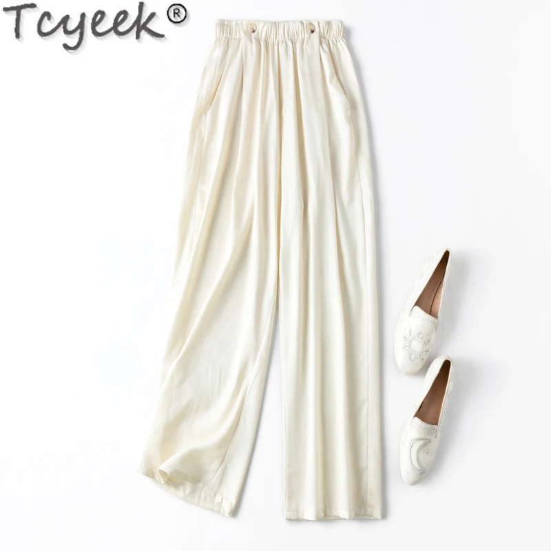 

Tcyeek 70% Mulberry Silk Women Pants Fashion Long Pants 2024 Spring Summer Clothes Woman Trousers Streetwear Pantalones De Mujer