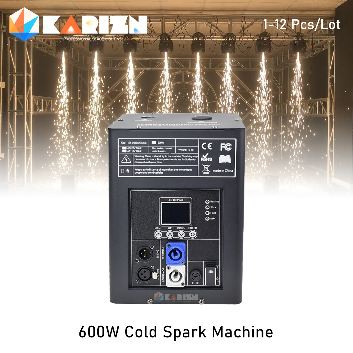 

0 Tax 1-12Pcs/Lot 600W Cold Spark Machine DMX Fireworks Fountain Spark Stage Effect For Wedding Party Sparkler Special Equipment