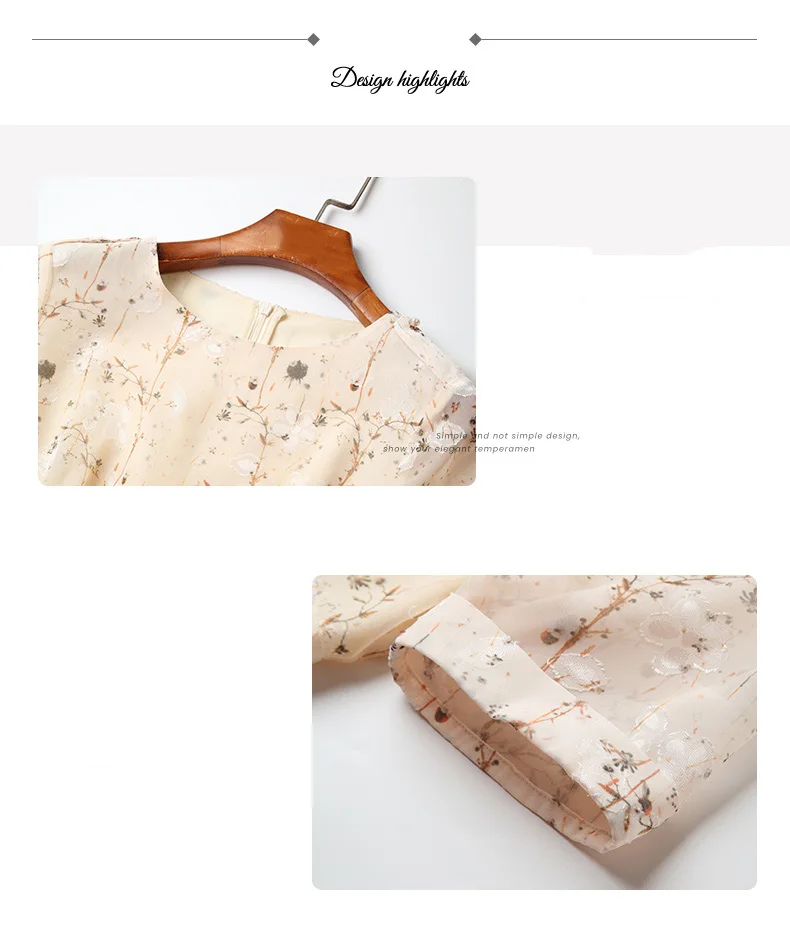 EVNISI Chic Floral Printing Women Chiffon Dress O-Neck Elegant Apricot Office A-LINE Dresses Fairy For Women Slim Party Vestido EVNISI Chic Floral Printing Women Chiffon Dress O-Neck Elegant Apricot Office A-LINE Dresses Fairy For Women Slim Party Vestido