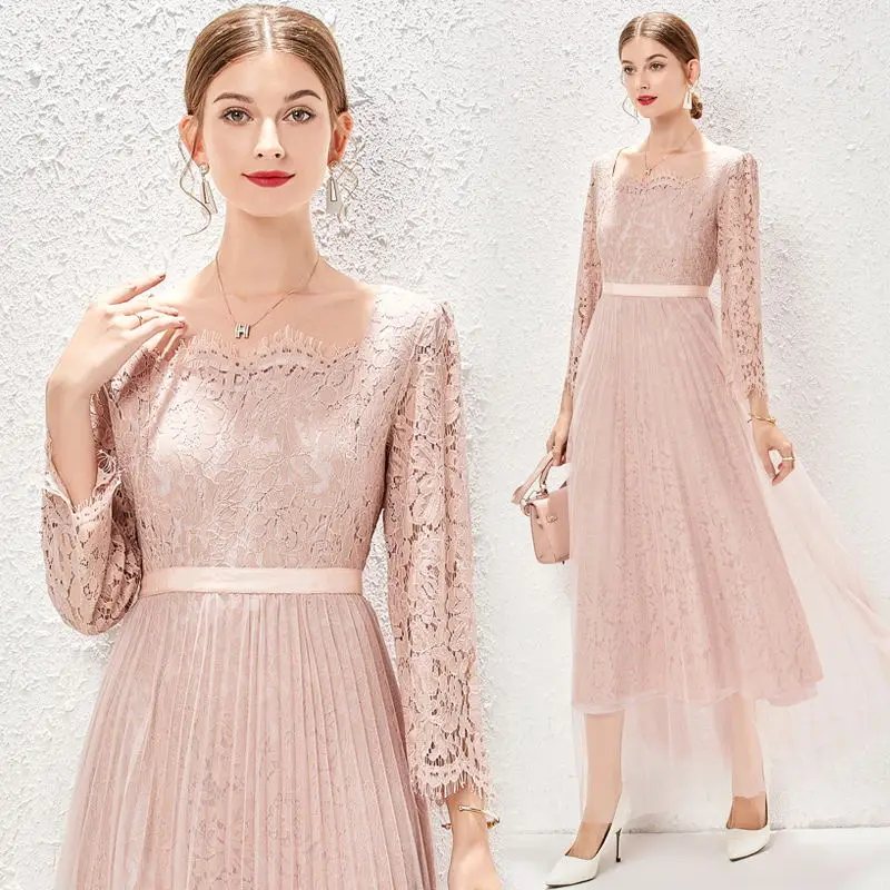 New Spring Women Long Sleeve Big Swing Dresses For Party Gorgeous Lace Patch Work Square Collar Tunic Bodycon Pleated Skirt
New Spring Women Long Sleeve Big Swing Dresses For Party Gorgeous Lace Patch Work Square Collar Tunic Bodycon Pleated Skirt