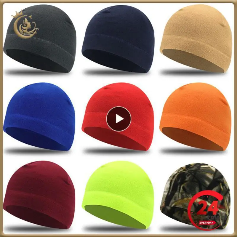 

Solid Beanie Hat Soft Polar Fleece Caps for Autumn Winter Men Outdoor Keep Warm Ear Protected Melon Street Beanies Women Hats