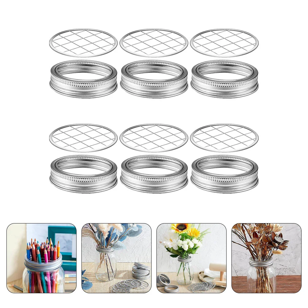 6 Sets Vase Metal Lid Insert Flower Round Glass Bottle Grid Covers Jar Floral Arrangement Organizer Holder Mason
6 Sets Vase Metal Lid Insert Flower Round Glass Bottle Grid Covers Jar Floral Arrangement Organizer Holder Mason