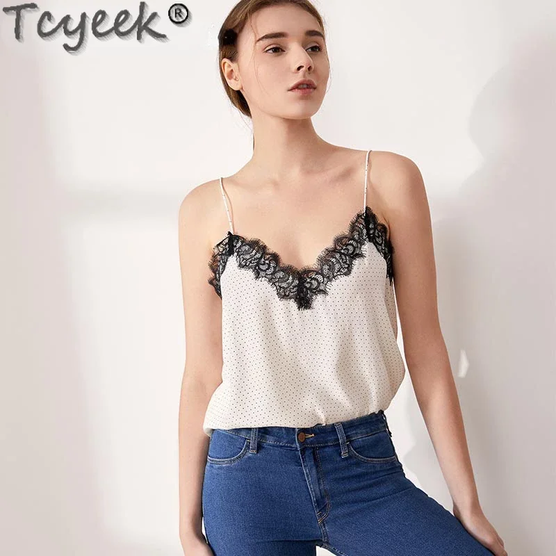 Tcyeek Women Silk White Camisole 100% Real Silk and Lace Camis 2023 Spring Summer Black Chic Top
Tcyeek Women Silk White Camisole 100% Real Silk and Lace Camis 2023 Spring Summer Black Chic Top
